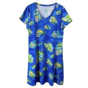 Art & Sol x Amber Moran Watercolor Fish Dress Size M Coastal Beach Lounge